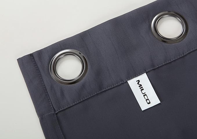 MIUCO Blackout Curtains Room Darkening Textured Grommet Window Curtains for Living Room 2 Panels 52x63 Inch Dark Grey