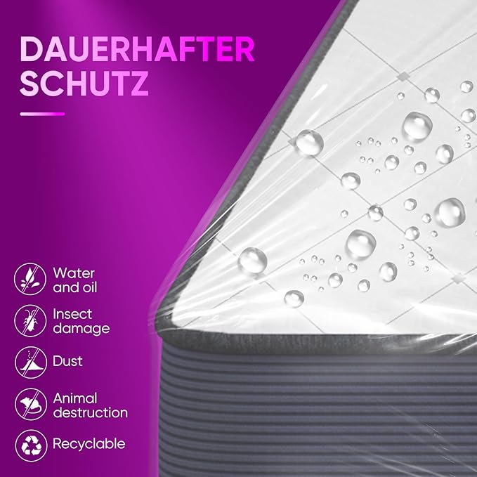 ZCHENBS® – Mattress Bags for Moving and Storage,Mattress Bag with Zippers,5 Mil Ultra-Thick Bed Bag,Waterproof,Anti-Tear,Heavy-Duty Mattress bag (Tansparent/Purple, Full/Full XL-(1 Pack))