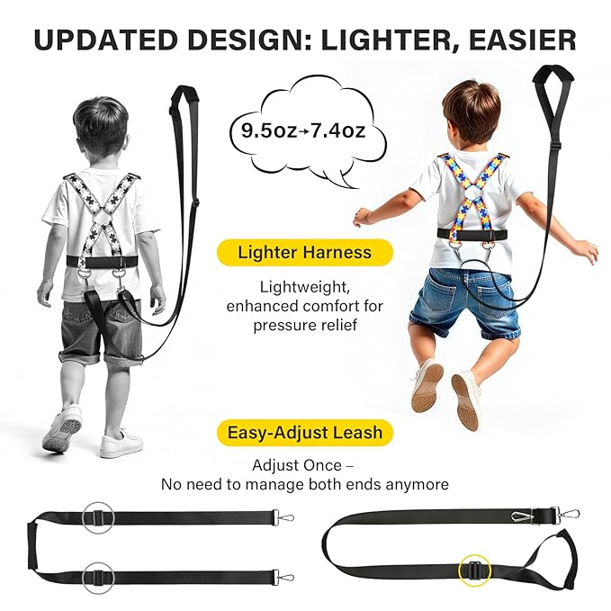 Safety Harness Leash for Kids with Autism, Special Needs and Older Children Ages 6-12 | Adjustable Teens Walking Harness with Grab Handle and Tether | Keep Active ADHD/ASD Autistic Kids Safe