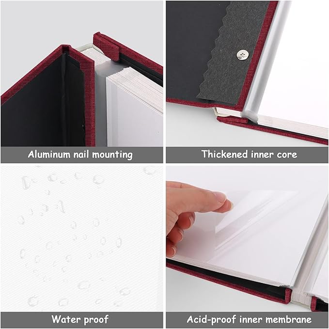 Zesthouse Photo Album Self Adhesive Pages, 60 Pages Magnetic Scrapbook Albums with Sticky Page,Photos Album Holds 8x10 & 5X7 & 4x6 & 6x8 & 3x5, Large Picture Book Ideal for Family,Wedding,Baby