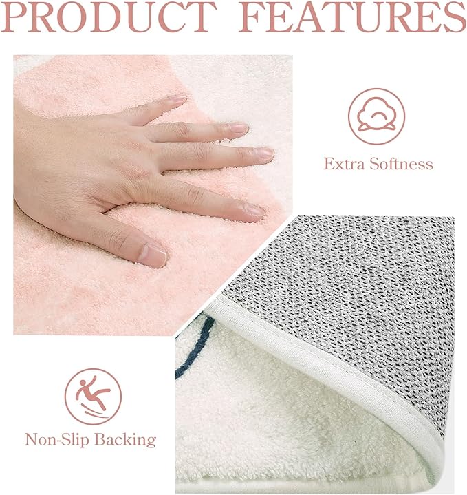 Lahome Pink Rug for Living Room - 5x7 Area Rug Washable Non-Slip Boho Rugs for Bedroom Throw Cute Soft Kids Nursery Rug, Abstract Botanical Print Carpet for Classroom Dorm Entryway Office Dining Room