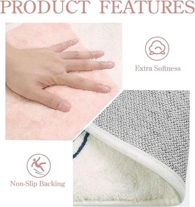 Lahome Pink Round Area Rug - 4Ft Washable Non-Slip Small Circle Boho Throw for Bedroom, Low-Pile Soft Cute Nursery Girls Room, Botanical Print Indoor for Dorm Bathroom