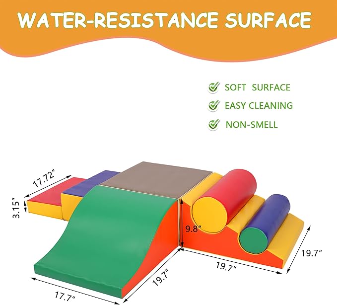 Toddler Foam Climbing Set Indoor - Kids Climb & Crawl Soft Activity Playset - Toddler Climber Gymnastics Equipment for Walking in Balance