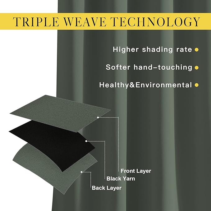 NICETOWN Blackout 102 inch Curtains for Living Room, Grommet Thermal Insulated Room Darkening Curtains for Bedroom/Living Room, 2 Panels, W52 x L102, Dark Mallard