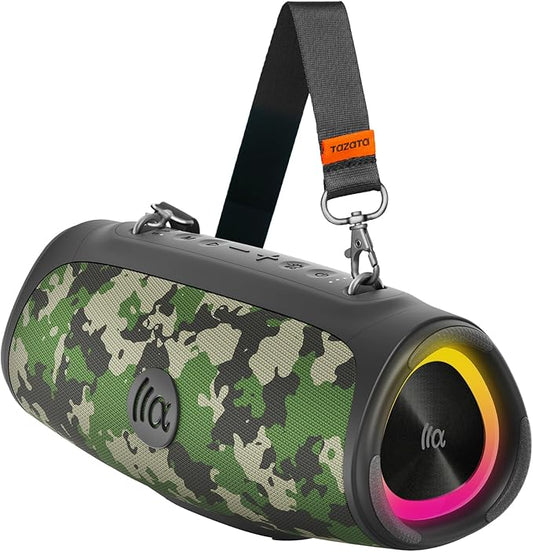 Portable Bluetooth Speaker 60W RMS,90W Peak Loud Subwoofer Wireless Stereo with HD Sound,8H Playtime IPX7 Waterproof for Party cmaping Beach (CAMO-60W RMS/90W Peak)