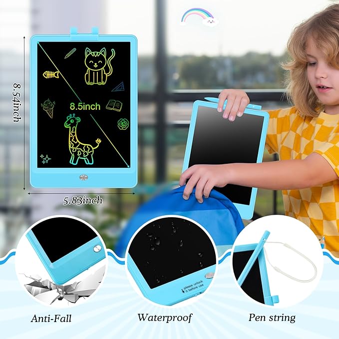 Decute Kids Toys LCD Writing Tablet with Stylus, 8.5 Inch Erasable Toddlers Doodle Board, Reusable Drawing Pad for Kids, Educational Christmas Birthday Gift for 3 4 5 6 7 8 Girls Boys Toddler Blue