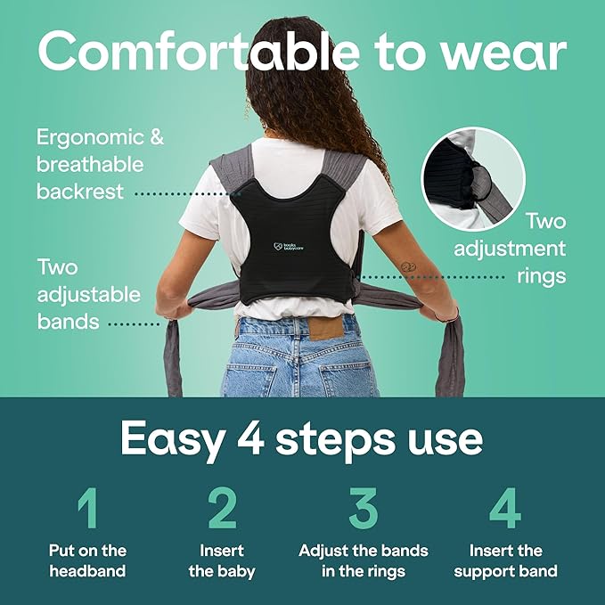 Koala Babycare Baby Carrier Wrap, Easy to Wear As a T-Shirt - Original Baby Carrier Newborn to Toddler - Sling One Size Fits All - Baby Wraps Carrier Up to 22lbs
