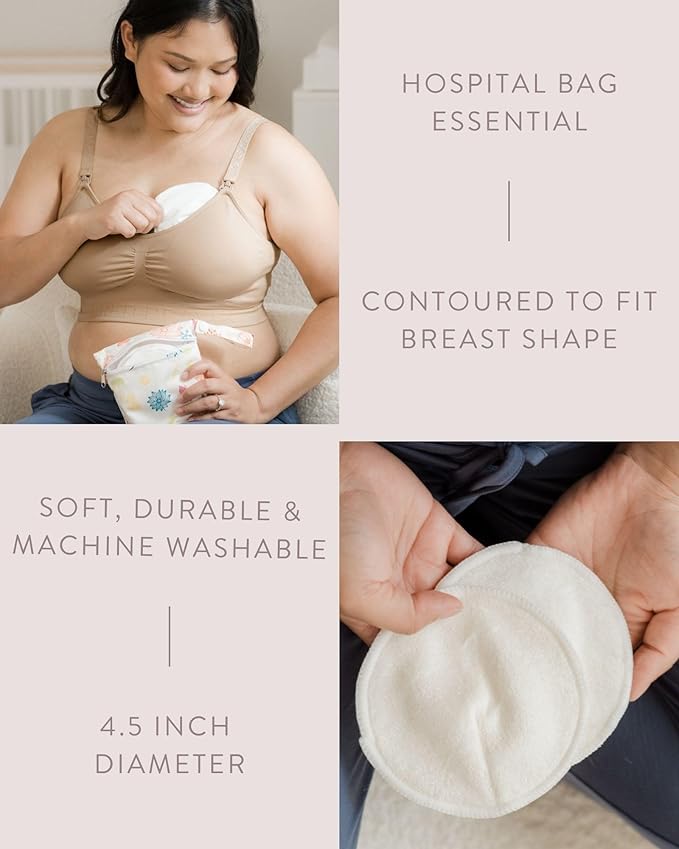Kindred Bravely Organic Reusable Nursing Pads, Washable, for Breastfeeding & Leaking with Carry Bag, 10 Pack 4.5" D (Twilight Regular)