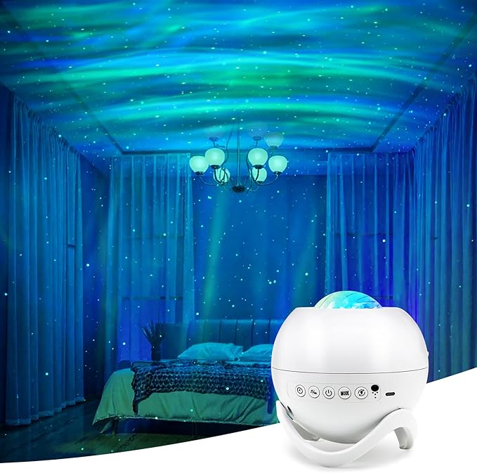 Star Projector Galaxy Projector for Bedroom, White Noise Bluetooth Speaker Northern Lights Projector, Suitable Gaming, Home Theater, Adult, Christmas Mood Night Light