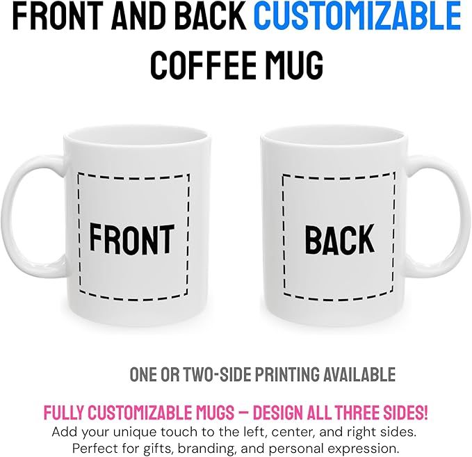Personalized Coffee Mug – Custom Photo, Text, or Logo Ceramic Mug Tea Cup | Taza Personalizada with Picture or Message | Customized Gift Idea for Men & Women, Mom, Dad, Friends - Black/White | 11oz