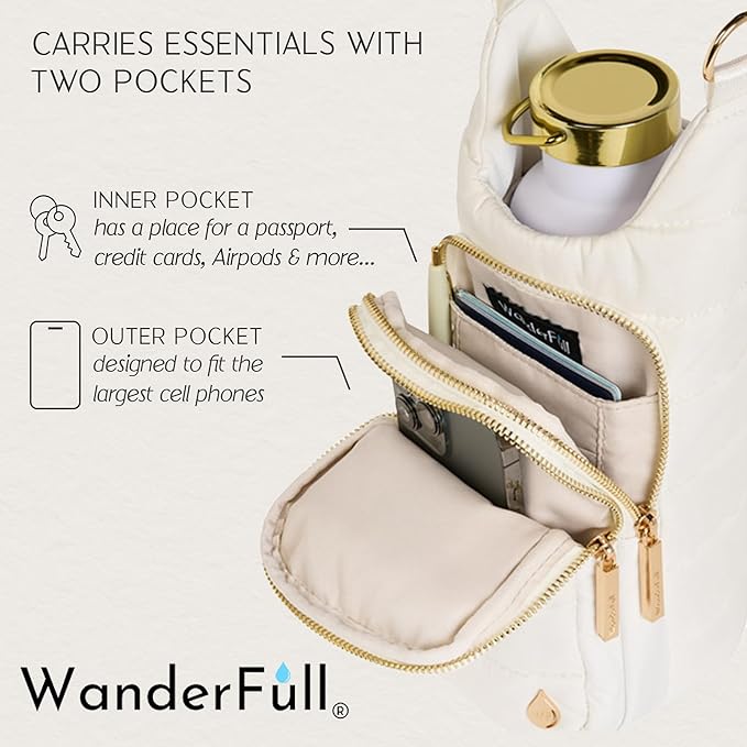WanderFull® Original HydroBag® Collection, Water Bottle Holder w/Strap & Phone Pocket, Hands-Free Crossbody Water Bottle Bag