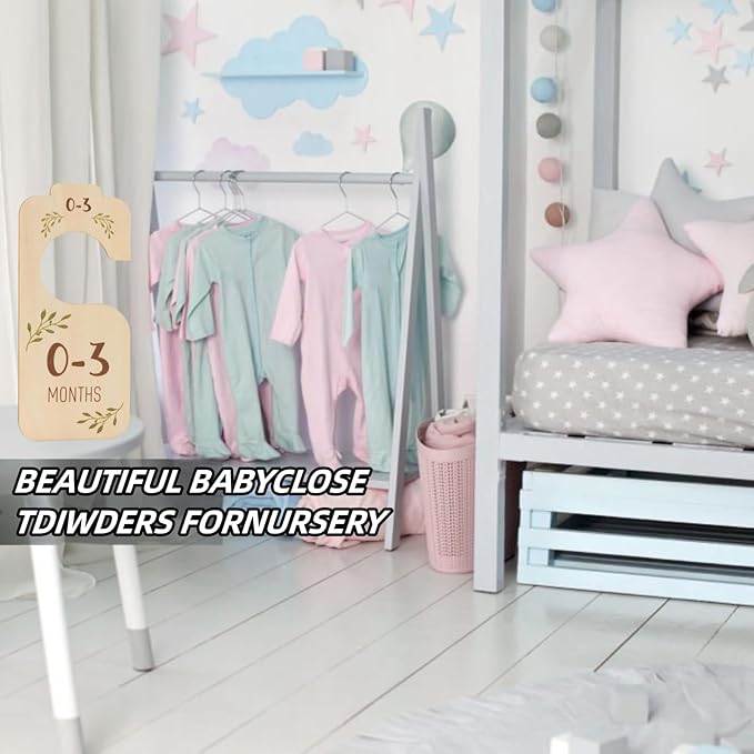 Wooden Baby Closet Dividers for Baby Clothes Organizer Baby Closet Organizer Hangers For Nursery Decor Baby Clothes Dividers For Closet Size Hangers (White)