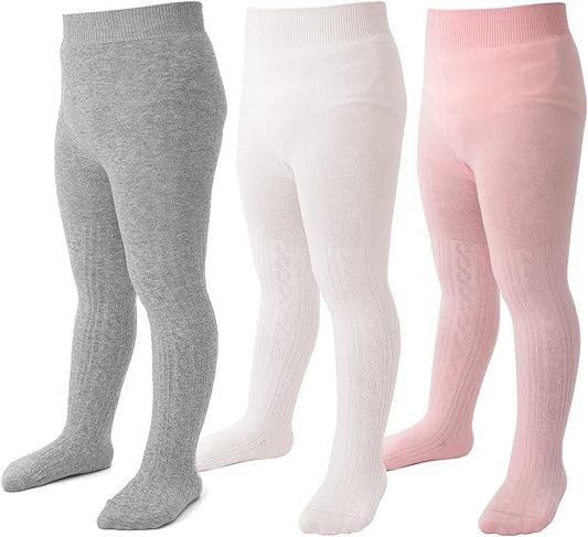 Marchare Baby Girls Tights Thick Solid Cable Knit Leggings Winter Warm Stockings For Toddler Girls 1/2/3/4/5 Pack