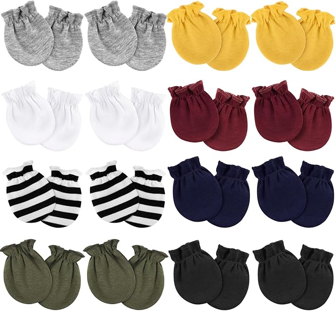 Newborn Baby Mittens No Scratch Cotton Elastic Wrist Gloves Infant Toddler Mittens for Baby Boy Girl 0-6 Months