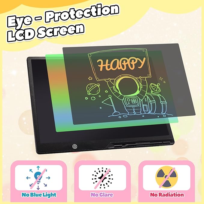 LCD Writing Tablet for Kids, Rechargeable 21 Inch Doodle Board,Easter Basket Stuffers,Preschool Learning Toys Christmas Birthday Gift 3 4 5 6 7 Year Old Girls Boys (Black)