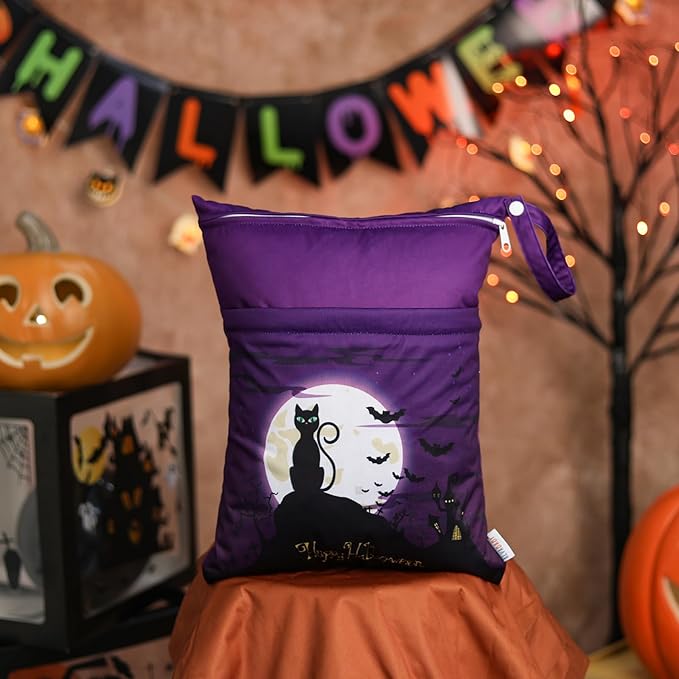 ALVABABY 2pcs Cloth Diaper Wet Dry Bags Waterproof Reusable with Two Zippered Pockets Travel Beach Pool Daycare Soiled Baby Items Yoga Gym Bag for Swimsuits or Wet Clothes 2LM07