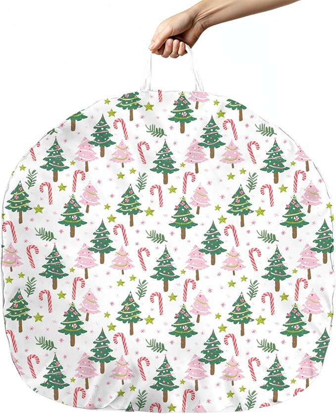 Cartoon Winter Christmas Tree Stars Leaves Pattern Baby Lounger Cover, Unisex Removable Infant Newborn Snug Fit Floorseat Sleeping Lounger Slipcover for Boys Girls Lounger Pillow, Cover Only-24*26