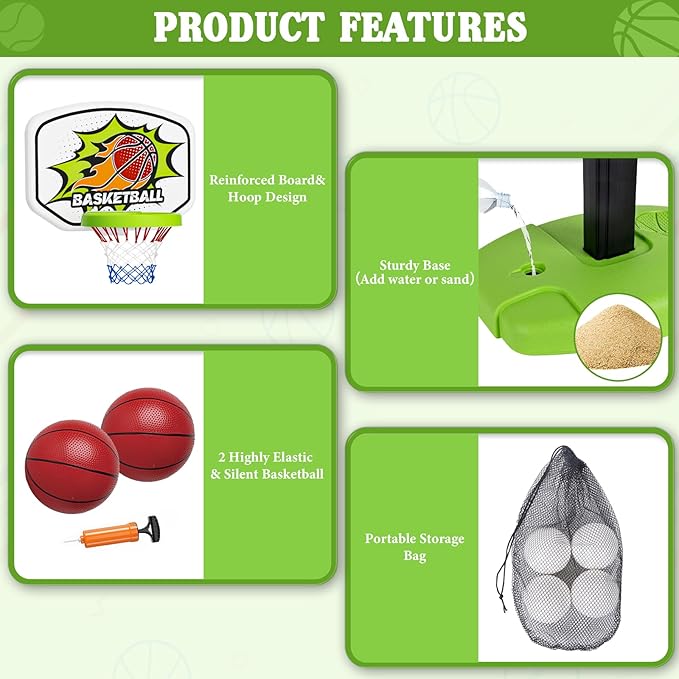 3 in 1 Toddler Basketball Hoop and Tee Ball Set for Boys: Kids Baseball Tee with Automatic Pitching Machine Adjustable Height Indoor and Outdoor Sports Toys Christmas Birthday Gifts for Boy Age 3-12