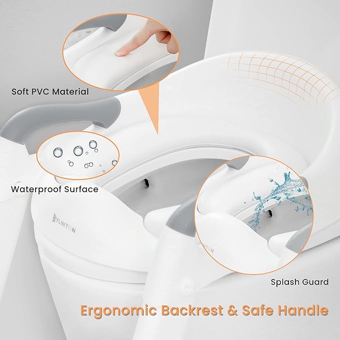 JASSONE® Potty Training Seat, Toddler Step Stool, 2 in 1 Potty Training Toilet for Kids, Baby Seat with Splash Guard and Anti-Slip Pad for Boys Girls Potty Training, Grey