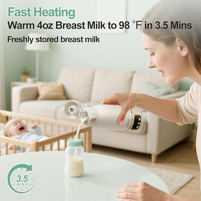 Portable Bottle Warmer for Travel, Formula Warmer On The Go, Milk Warmer for Breastmilk Water Soup, with Fast Heating & Long Battery Life, 17 OZ to Meet Your All-Day Needs, for Outdoor, Car, Journey