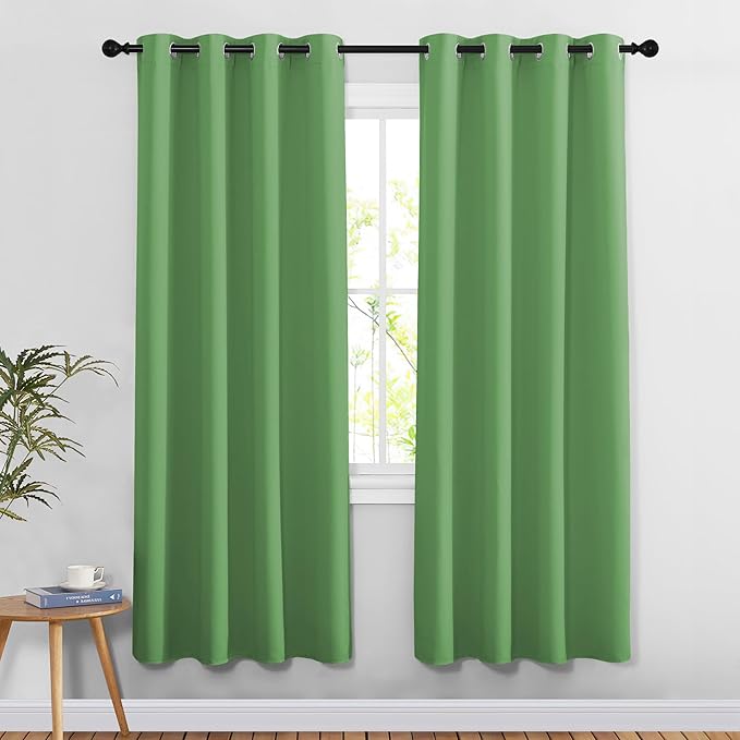 NICETOWN Blackout 78 inch Curtains for Doorway 2 Panels Set, Grommet Thermal Insulated Room Darkening Door Curtains Sound Reducing for Bedroom/Home Office, Forest Green, W52 x L78