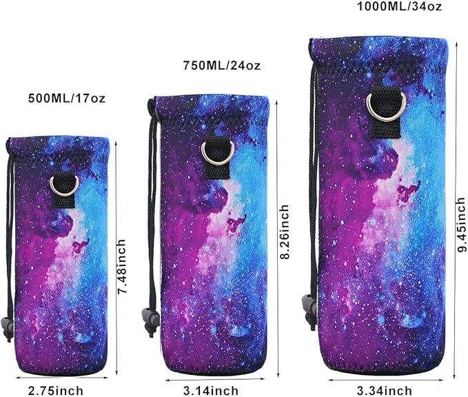 RICHEN Neoprene Water Bottle Carrier Bag with Adjustable Shoulder Strap,Insulated Water Bottle Cover for Stainless Steel/Glass/Plastic Bottles