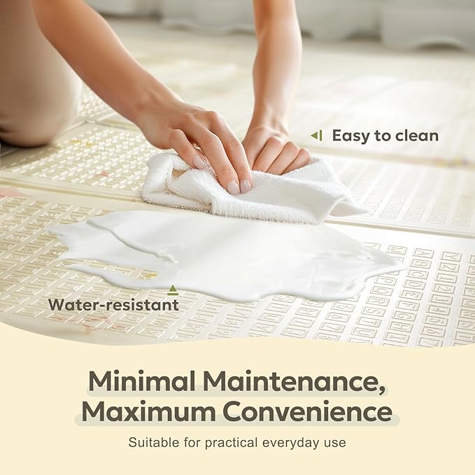 Extra Large Foldable Play Mat, Reversible Baby Play Mat with Edge Reinforcement, Non-Toxic & Waterproof Baby Mat for Floor, Foam Playmat for Infants Toddlers, Rainbow, Cloud & Moon, 47''x71''