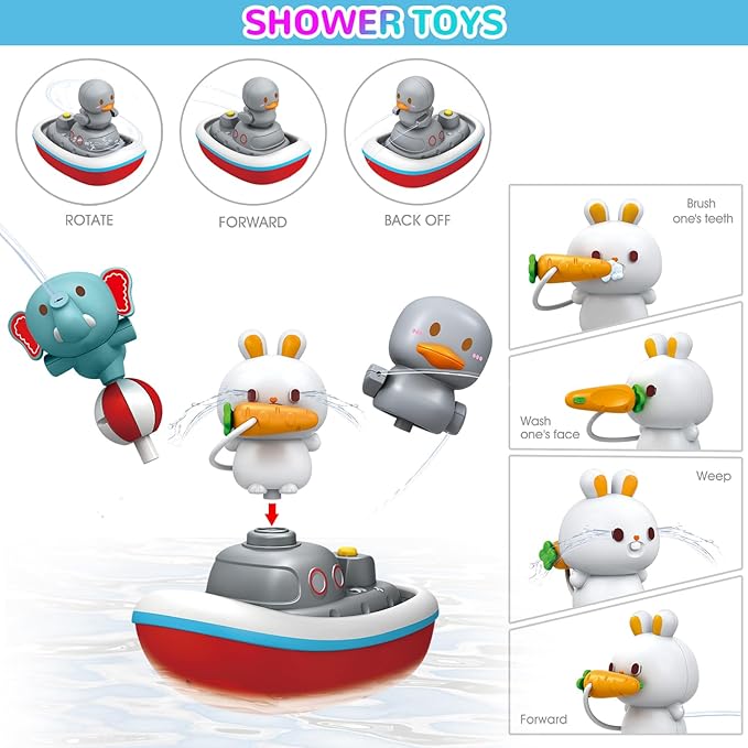 Mostop Toddler Bath Toys for Kids 4-8, Wall Track Buiding Set - Baby Bathtub Toys with Shower Head - Duck Slide Bath Toys - Fun DIY Wall Track Building Set Bathtub Birthday Gift for Boys Girls