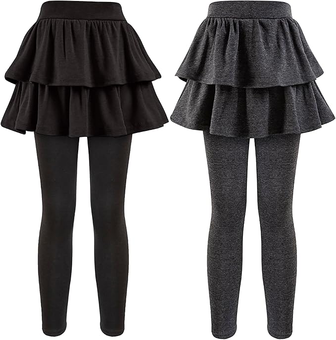 Girls School Uniform Pants Leggings with Skirts Stretch Warm Jegging 4-12 Years