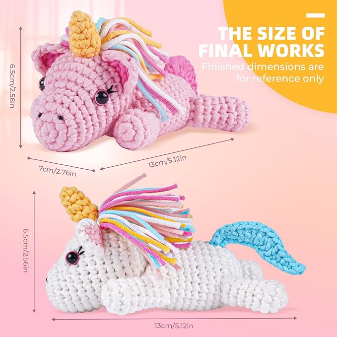 MOREJMTT Crochet Kit for Beginners, Learn to Crochet, Include Easy Knitting Soft Yarn, Step-by-Step Video Tutorial, Hook, Holiday Birthday Gift for Adults and Kids(Unicorn)