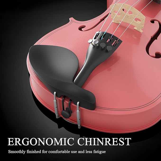 1/8 Violin Kit, Beginner Violin for Kids, Students, Complete Kids Violins Set with Case, Bow, Rosin, Ideal for Kids Violins Beginner Ages 4-5, Pink