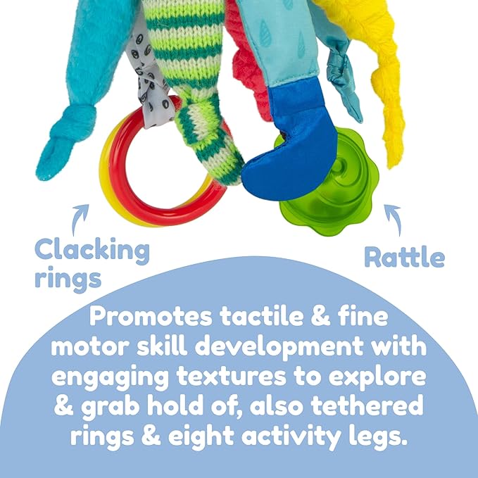 Lamaze Clip On Car Seat and Stroller Toy - Captain Calamari - Crinkle Car Seat Toys and Stroller Toys - Sensory Toys for Babies - Travel Toys for Car - Infant Toys Ages 0 Months and Up
