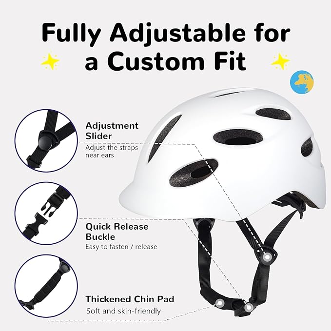 Kids/Youth Bike Helmet for Boys Girls and Teens, Adjustable and Multi-Sport for Bicycle, Kick Scooter, Skateboard, Roller/Inline Skate