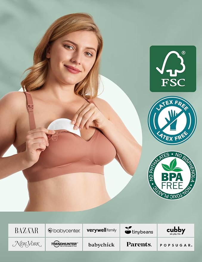 Momcozy Bamboo Disposable Nursing Pads, Advanced Blue Core for Ultra-Absorbent, Leakproof & 3D Design, Biodegradable for Sensitive Skin, Individually Wrapped, 80 Count