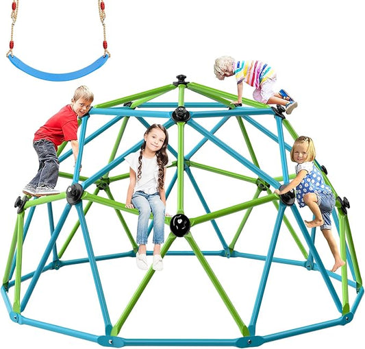 Easyego Climbing Dome, 10FT Jungle Gym with Swing for Kids 3 to 10 Outdoor Play Equipment, Supports 800lbs Toddler Play Set, Anti-Rust & Easy Assembly, Gift for Boys Girls