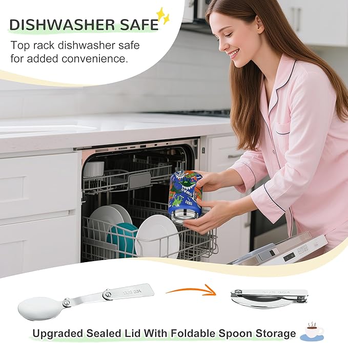 Soup Thermo for Hot Food Kids 16oz Insulated Food Jar Leakproof Thermo Lunch Container for Kids Wide-Mouth Stainless Steel Lunch Box for School with Handle Folding Spoon(3+)