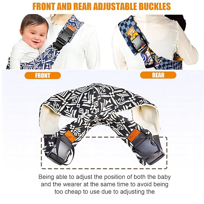 Baby Sling Carrier Newborn to Toddler Adjustable One-Shoulder Design with Hip Seat Support, Labor-Saving Baby Wraps Carrier 10-30 lbs(Black Sailboat)