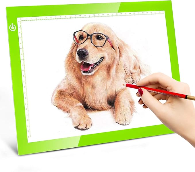 LitEnergy Portable A4 LED Copy Board Light Tracing Box, Green Ultra-Thin Adjustable USB Power Artcraft LED Trace Light Pad for Tattoo Drawing, Streaming, Sketching, Animation, Stenciling