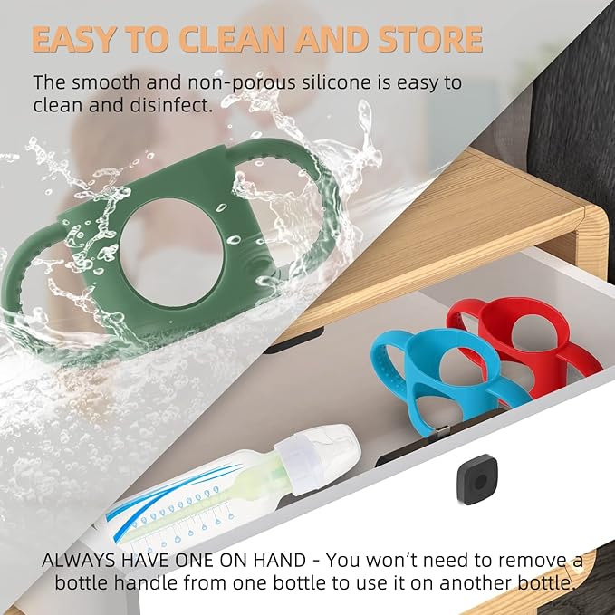 TonGass (3-Pack) TonGass Universal Fit Baby Bottle Holders with Easy Grip Handles for Babies to Hold Their Own Bottle - BPA-Free Soft Silicone