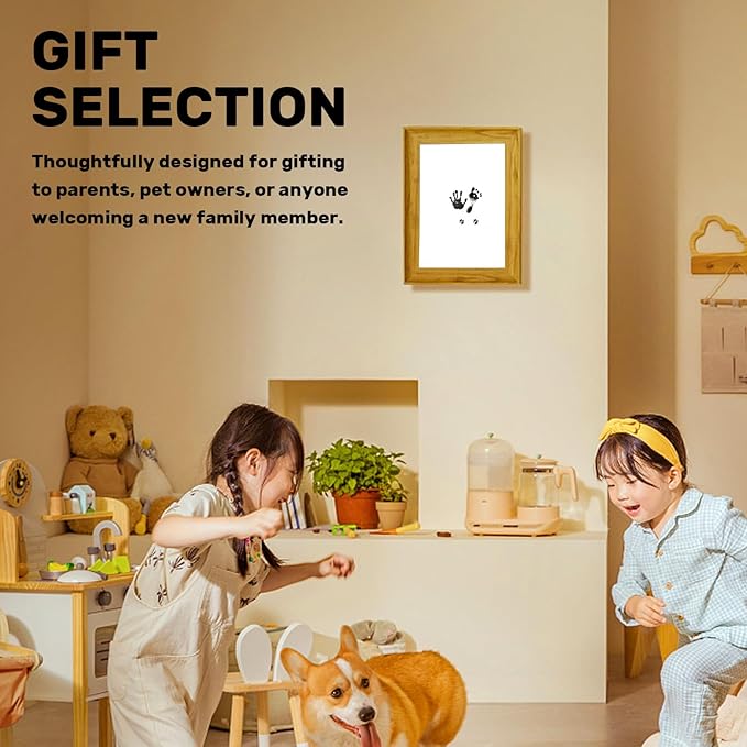 4-Pack Inkless Baby Hand and Footprint Kit with Mess-Free Ink Pad – Baby Safe Ink Pad for Hand, Foot & Paw Prints – Newborn Footprint & Paw Print Kit for Dogs and Cats – 16 Cards(Jet Black, L)