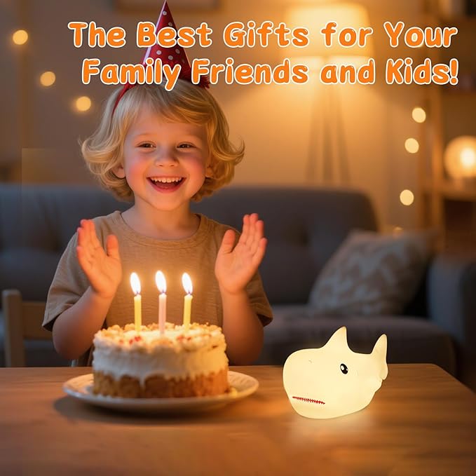 ZKLiLi Shark Night Light, Cute Silicon Night Light for Kids, Nightlight with Remote，Portable Recharge Nightlight for Kid Room,Funny Gifts Stuff for Boys Girls Baby