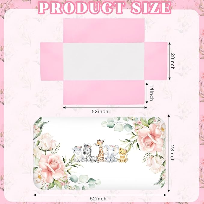 3 Pcs Baby Crib Bedding Set Safari Animals Dinosaurs Bear Woodland Animals Jungle Crib Set Includes Quilt, Fitted Sheet, Skirt for Baby Boy Girl(Pink,Safari)