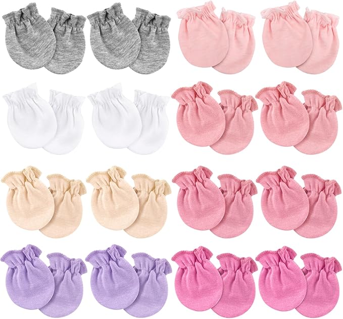Newborn Baby Mittens No Scratch Cotton Elastic Wrist Gloves Infant Toddler Mittens for Baby Boy Girl 0-6 Months