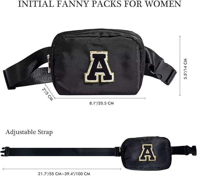 YOOLIFE Best Friends Gift - Black Initial Crossbody Bag for Women