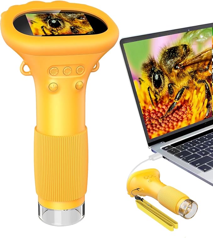 Microscope for Kids, Educational Science Kit Toys Portable Handheld Magnifying Glass, Macro Fixed Focus Digital Kid Microscopes Up to 1000x Magnification,4X Zoom, Interactive Learning, Ages 3+