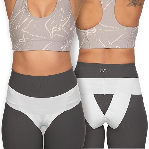 Patented Pelvic Orthotic Support Belt For Women ― Uterus Girdle for Prolapsed Bladder, Vulvar Varicosities, Postpartum Recovery, Symphysis Pubis, Dysfunction | Low Waist - WHITE - M