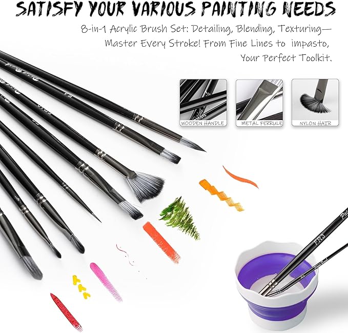 LEYEMO Acrylic Art Set, Paint Set, Painting Kit, Acrylic Paint Sets for Kids, Canvas Set with 18 Acrylic Paints, 8 Painting Brushes, Art Supplies for Kids, Adults, Beginners