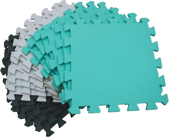 MQIAOHAM® 18 Pieces Puzzle Play Mats, Soft Baby Play Mat, Kids Interlocking Foam Floor Tiles, Toddlers Carpet Playmats G301018-101104108