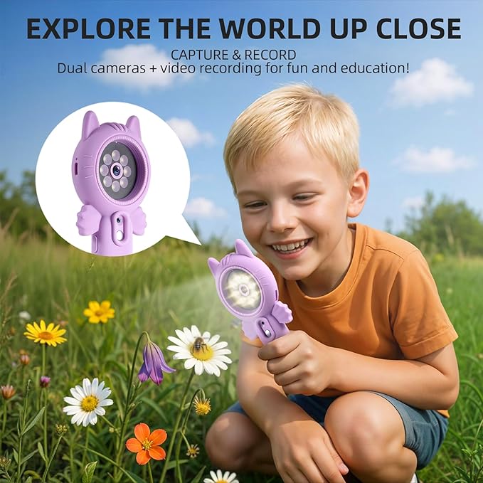 Kids Microscope–500X Digital Pocket Handheld Microscope with Dual Cameras, Autofocus & 32GB Card STEM Educational Toy & Christmas Birthday Gift for Boys & Girls Ages 3 4 5 6 7 8 9 10(Green)