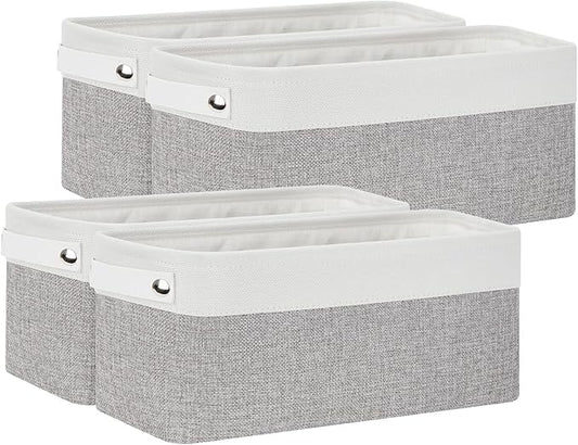 Bidtakay Small Bins for Organization Fabric Baskets for Toilet Paper Storage [4-Pack] Collapsible Narrow Baskets for Towels Socks Organizer Decorative Bins for Nursery Closet Cabinet -15x6x5.5In